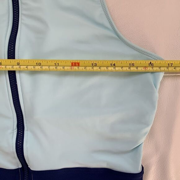 NEXT Swimsuit One Piece Zip Up Light Blue and Floral Design Women’s Size XL - Picture 7 of 12